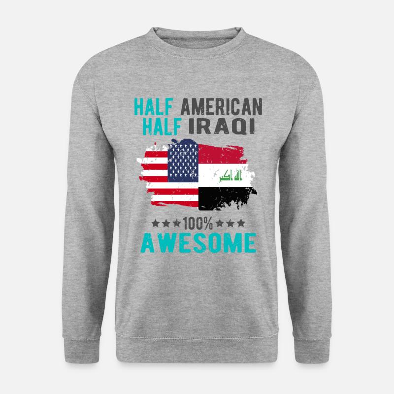 Halb Amerikaner Halb Iraki - Unisex Pullover - Weißgrau meliert