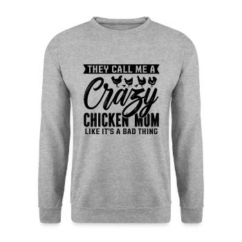 They Call Me Crazy Chicken Chicken Pet Cock Lover - Unisex Pullover - Weißgrau meliert - Vorne - Alina (178cm) & Michal (187cm)
