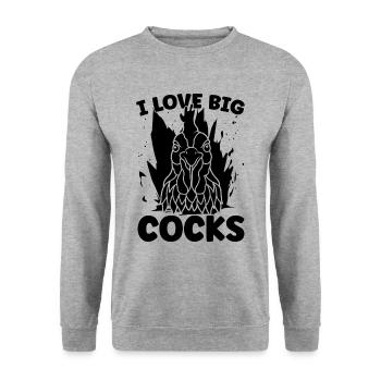 I Love Big Cocks Cock Chicken Lovers Cock Lover - Unisex Sweatshirt - salt & pepper - Front - Alina (178cm) & Michal (187cm)