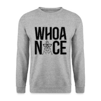Whoa Nice Cock Chicken Farming Cock Lover - Unisex Sweatshirt - salt & pepper - Front - Alina (178cm) & Michal (187cm)