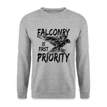 La fauconnerie est le premier oiseau de proie Fauconnier - Sweat-shirt Unisexe - gris chiné - Devant - Alina (178cm) & Michal (187cm)