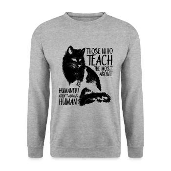 Those Who Teach Animal Welfare Adopt Animal Worker - Unisex Pullover - Weißgrau meliert - Vorne - Alina (178cm) & Michal (187cm)