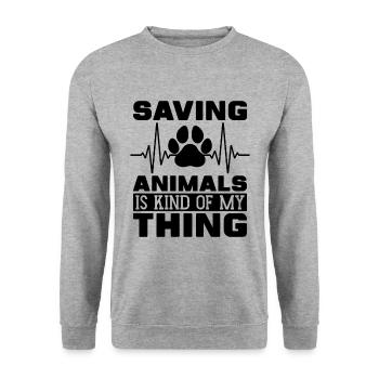 Saving Animals Is Veterinary Vet Tech Veterinarian - Unisex Sweatshirt - salt & pepper - Front - Alina (178cm) & Michal (187cm)