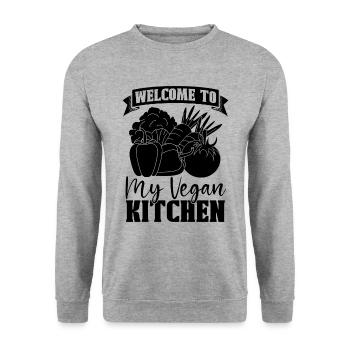 Bienvenue dans mon chef végétalien Chefs végétaliens à base de plantes - Sweat-shirt Unisexe - gris chiné - Devant - Alina (178cm) & Michal (187cm)