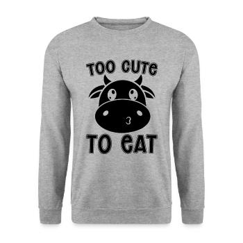 Too Cute To Eat Veganism Vegetarians Vegan Lover - Unisex Pullover - Weißgrau meliert - Vorne - Alina (178cm) & Michal (187cm)