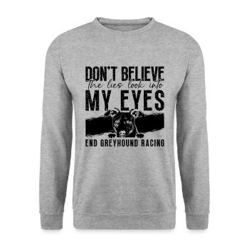 Don't Believe The Pet Racer Rescue Greyhound Racer - Unisex Pullover - Weißgrau meliert - Vorne - Alina (178cm) & Michal (187cm)
