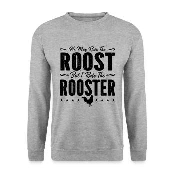 Il peut régner sur le perchoir Cock Farm Animaux Cock Lover - Sweat-shirt Unisexe - gris chiné - Devant - Alina (178cm) & Michal (187cm)