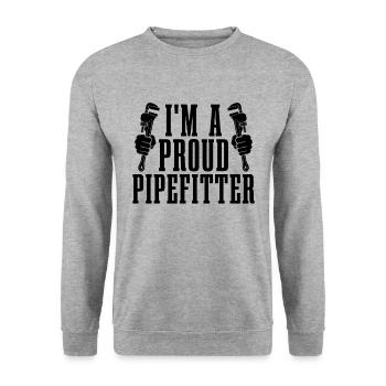 I'm A Proud Pipefitter Pipe Laborer Pipefitters - Unisex Sweatshirt - salt & pepper - Front - Alina (178cm) & Michal (187cm)