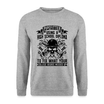 Pipefitter Using A High School Laborer Pipefitters - Unisex Sweatshirt - salt & pepper - Front - Alina (178cm) & Michal (187cm)