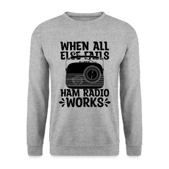 When All Else Fails Radio Sport Ham Radio Operator - Unisex Pullover - Weißgrau meliert - Vorne - Alina (178cm) & Michal (187cm)