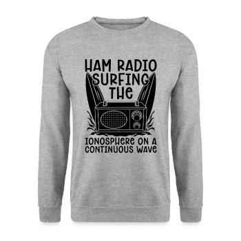 Ham Radio Surfing The Ionosphere Antenna Operator - Unisex Sweatshirt - salt & pepper - Front - Alina (178cm) & Michal (187cm)