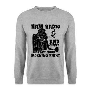 Ham Radio And Coffee Starts Radio Antenna Operator - Unisex Sweatshirt - salt & pepper - Front - Alina (178cm) & Michal (187cm)