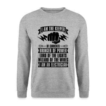 I Am The Keeper Of The Repair Worker Electrician - Unisex Sweatshirt - salt & pepper - Front - Alina (178cm) & Michal (187cm)