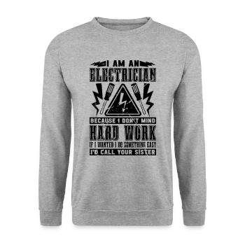 I Am An Electrician Repair Technician Electrician - Unisex Pullover - Weißgrau meliert - Vorne - Alina (178cm) & Michal (187cm)
