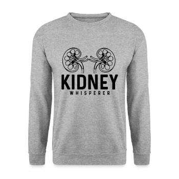 Kidney Whisperer Nephrologist Nurse Dialysis Tech - Unisex Sweatshirt - salt & pepper - Front - Alina (178cm) & Michal (187cm)