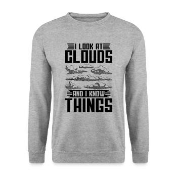 I Look At The Meteorology Forecast Meteorologist - Unisex Pullover - Weißgrau meliert - Vorne - Alina (178cm) & Michal (187cm)