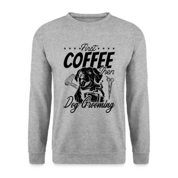Premier café puis toiletteur pour animaux de compagnie salon toiletteur - Sweat-shirt Unisexe - gris chiné - Devant - Alina (178cm) & Michal (187cm)