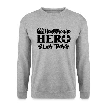 Héros des soins de santé Scientifique Technicien de laboratoire - Sweat-shirt Unisexe - gris chiné - Devant - Alina (178cm) & Michal (187cm)