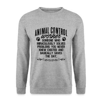 Travailleur en contrôle des animaux Chien Catcher Animal Officer - Sweat-shirt Unisexe - gris chiné - Devant - Alina (178cm) & Michal (187cm)