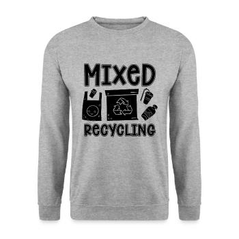 Mixed Recycling Eco Friendly Conservation Recycler - Unisex Pullover - Weißgrau meliert - Vorne - Alina (178cm) & Michal (187cm)