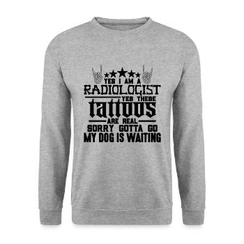 Oui, je suis radiologue Technicien en radiologie - Sweat-shirt Unisexe - gris chiné - Devant - Alina (178cm) & Michal (187cm)