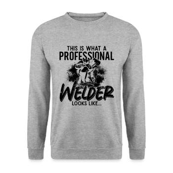 Le soudeur ressemble à une carrière de soudeur Fer soudé métal - Sweat-shirt Unisexe - gris chiné - Devant - Alina (178cm) & Michal (187cm)