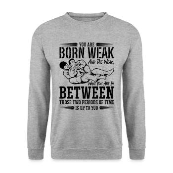 You Are Weak Jiu Jitsu Combat Fighting Fighter - Unisex Pullover - Weißgrau meliert - Vorne - Alina (178cm) & Michal (187cm)