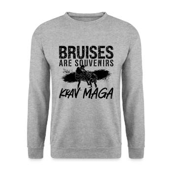 Bruises Are Souvenirs Krav Maga Combat Fighter - Unisex Sweatshirt - salt & pepper - Front - Alina (178cm) & Michal (187cm)