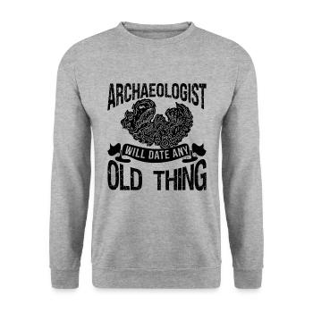L’archéologue Will Archaeology Dig Archéologue - Sweat-shirt Unisexe - gris chiné - Devant - Alina (178cm) & Michal (187cm)