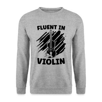 Fluent In Violin Violin Retro Instrument Violinist - Unisex Pullover - Weißgrau meliert - Vorne - Alina (178cm) & Michal (187cm)