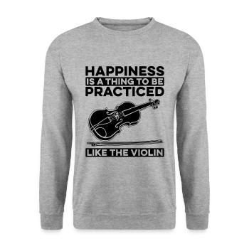 Happiness Is A Thing To Violin Musical Violinist - Unisex Sweatshirt - salt & pepper - Front - Alina (178cm) & Michal (187cm)