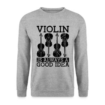 Violin Is Always Retro Music Note Lover Violinist - Unisex Sweatshirt - salt & pepper - Front - Alina (178cm) & Michal (187cm)