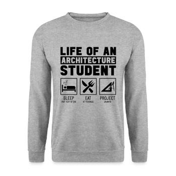 Vie professionnelle d’architecte d’un étudiant en architecture - Sweat-shirt Unisexe - gris chiné - Devant - Alina (178cm) & Michal (187cm)