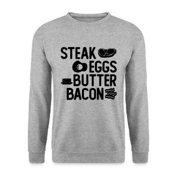 Steak Eggs Butter Bacon Healthy Eating Keto Lover - Unisex Sweatshirt - salt & pepper - Front - Alina (178cm) & Michal (187cm)