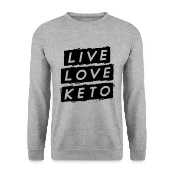 Live Love Retro Ketogenic Diet Ketosis Keto Lover - Unisex Sweatshirt - salt & pepper - Front - Alina (178cm) & Michal (187cm)