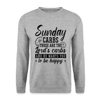 Sunday Carbs Those Are Healthy Food Low Carb Lover - Unisex Pullover - Weißgrau meliert - Vorne - Alina (178cm) & Michal (187cm)
