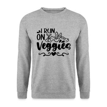 Je cours sur les légumes Manger sainement Amoureux du régime végétalien - Sweat-shirt Unisexe - gris chiné - Devant - Alina (178cm) & Michal (187cm)
