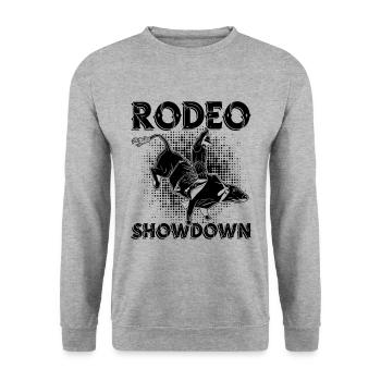 Rodeo Showdown Bull Riding Ranch Cowboy Bull Rider - Unisex Pullover - Weißgrau meliert - Vorne - Alina (178cm) & Michal (187cm)