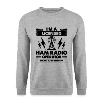 I'm A Licensed Ham Radio Tower Ham Radio Operator - Unisex Sweatshirt - salt & pepper - Front - Alina (178cm) & Michal (187cm)