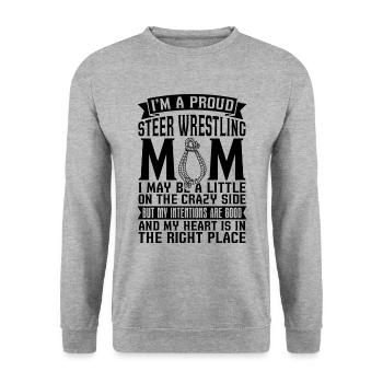 I'm A Proud Steer Team Roping Rodeo Steer Wrestler - Unisex Pullover - Weißgrau meliert - Vorne - Alina (178cm) & Michal (187cm)