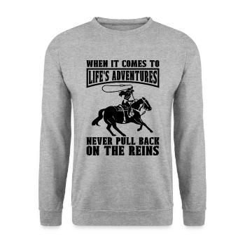 When It Comes To Loves Rodeo Horses Steer Wrestler - Unisex Pullover - Weißgrau meliert - Vorne - Alina (178cm) & Michal (187cm)