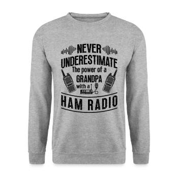 Never Underestimate The Antenna Ham Radio Operator - Unisex Sweatshirt - salt & pepper - Front - Alina (178cm) & Michal (187cm)