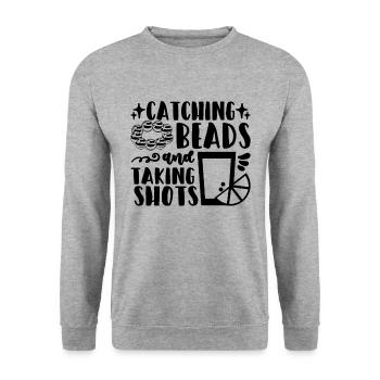 Attraper des perles et perler des bijoux en perlant - Sweat-shirt Unisexe - gris chiné - Devant - Alina (178cm) & Michal (187cm)