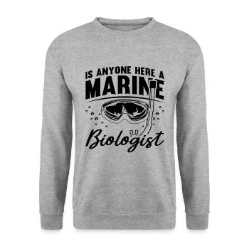 Is Anyone Here A Marine Science Marine Biologist - Unisex Pullover - Weißgrau meliert - Vorne - Alina (178cm) & Michal (187cm)