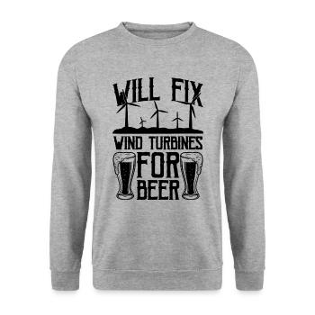 Will Fix Wind Renewable Energy Turbine Technician - Unisex Pullover - Weißgrau meliert - Vorne - Alina (178cm) & Michal (187cm)