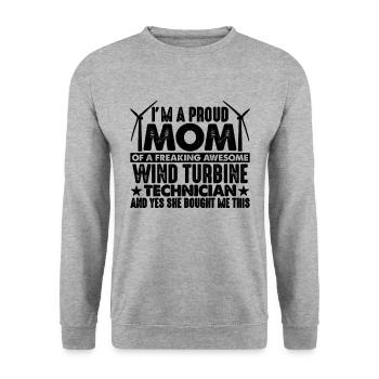 I'm A Proud Mom Of A Wind Power Turbine Technician - Unisex Sweatshirt - salt & pepper - Front - Alina (178cm) & Michal (187cm)