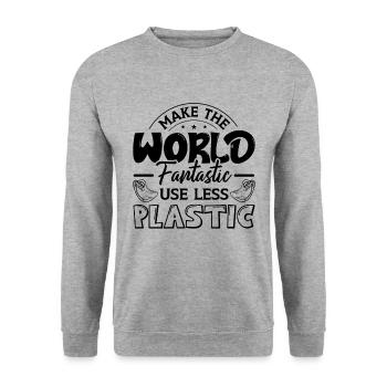 Make The World Environmentalist Climate Activist - Unisex Pullover - Weißgrau meliert - Vorne - Alina (178cm) & Michal (187cm)