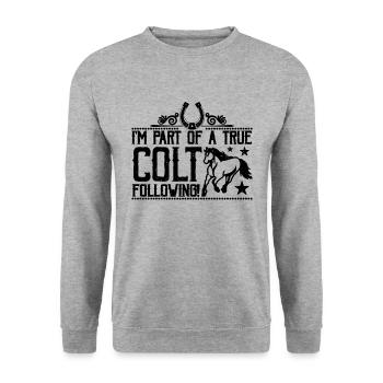 I'm Part Of A True Horseback Riding Horse Racer - Unisex Sweatshirt - salt & pepper - Front - Alina (178cm) & Michal (187cm)