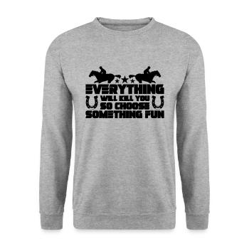 Tout vous tuera Cheval Cheval Racer - Sweat-shirt Unisexe - gris chiné - Devant - Alina (178cm) & Michal (187cm)