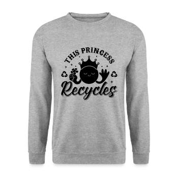 This Princess Recycles Recycling Go Green Recycler - Unisex Sweatshirt - salt & pepper - Front - Alina (178cm) & Michal (187cm)